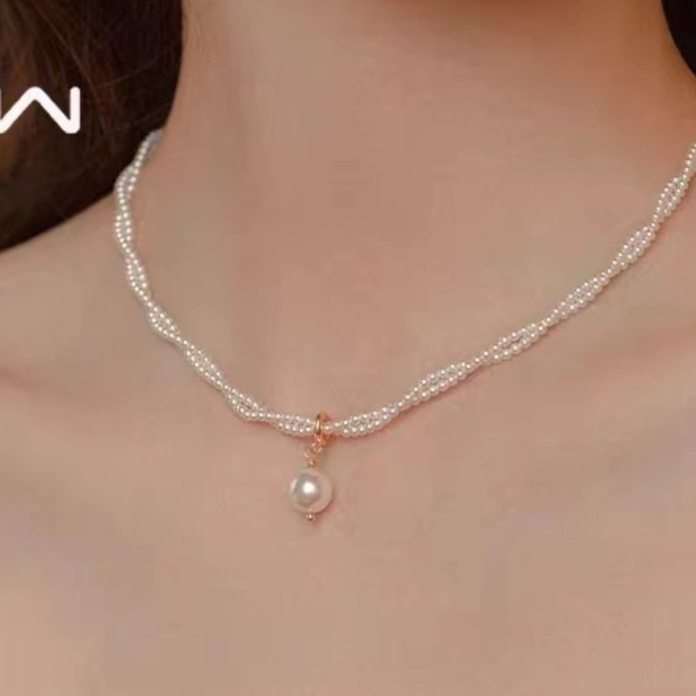 Symphonic lover dream retro double pearl necklace girl